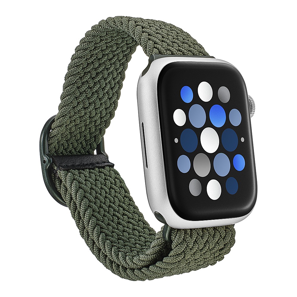 Angle View: Insignia™ - Braided Nylon Band for Apple Watch 42mm, 44mm, 45mm and Apple Watch Ultra 49mm (All Series) - Olive Green
