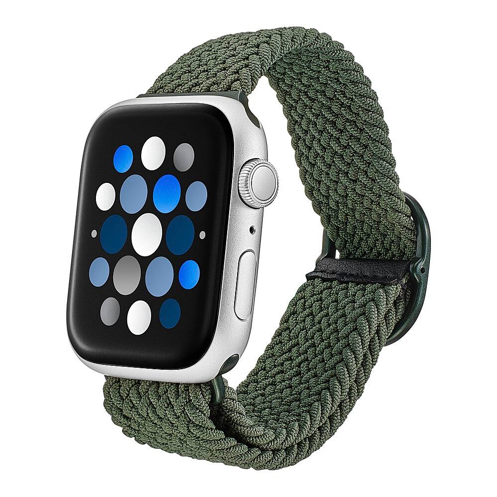 Left. Insignia™ - Braided Nylon Band for Apple Watch 42mm, 44mm, 45mm and Apple Watch Ultra 49mm (All Series) - Olive Green.