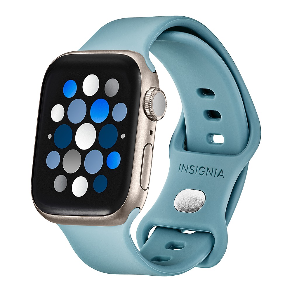 Left View: Insignia™ - Silicone Band for Apple Watch 38mm, 40mm and 41mm (All Series) - Teal