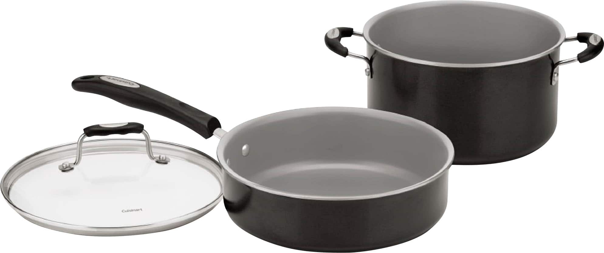 Alt View 12. Cuisinart - Ceramic Nonstick 11 PC Cookware Set - Black.