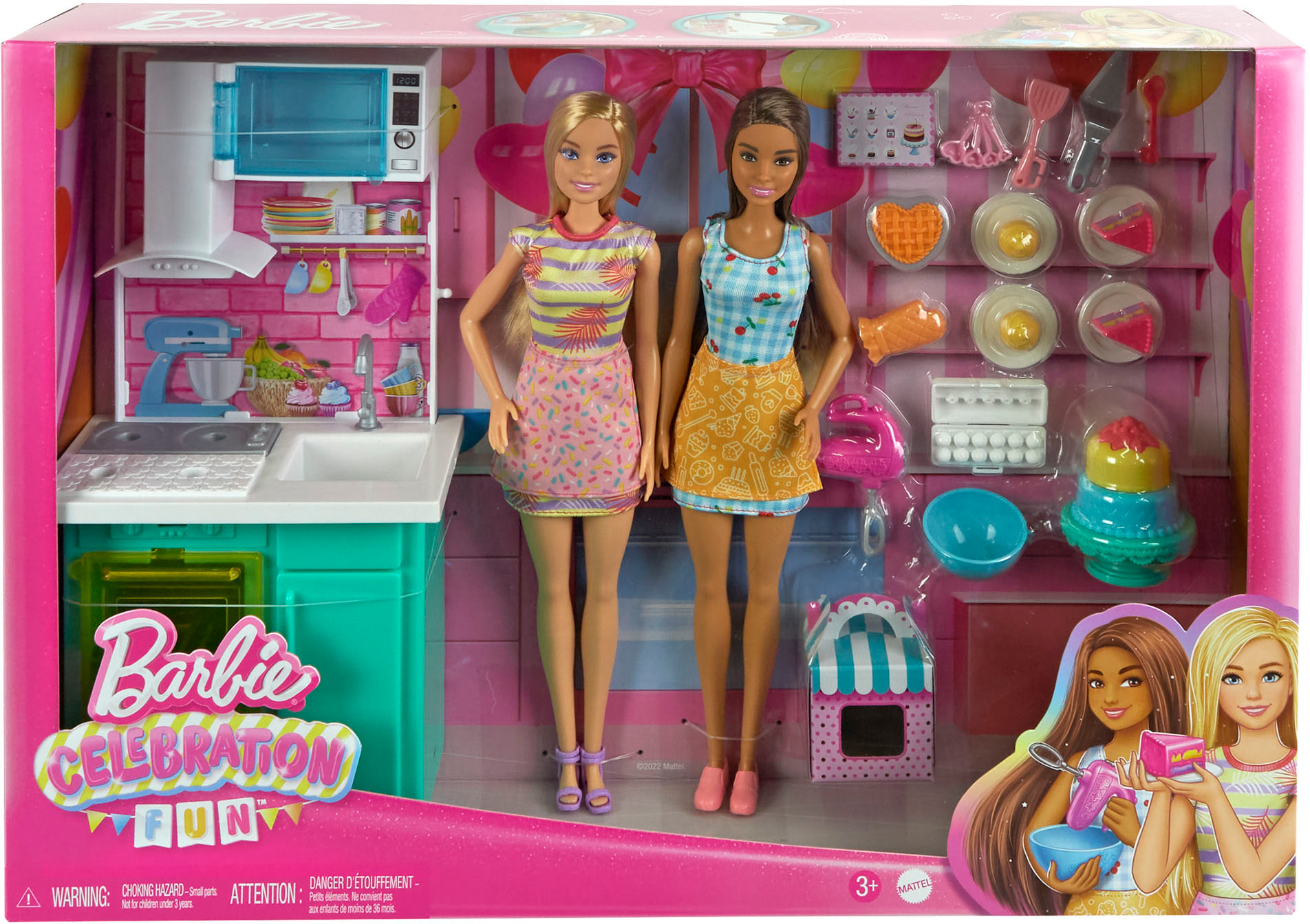Angle View: Barbie - Celebration Fun Baking & Kitchen with Dolls Playset