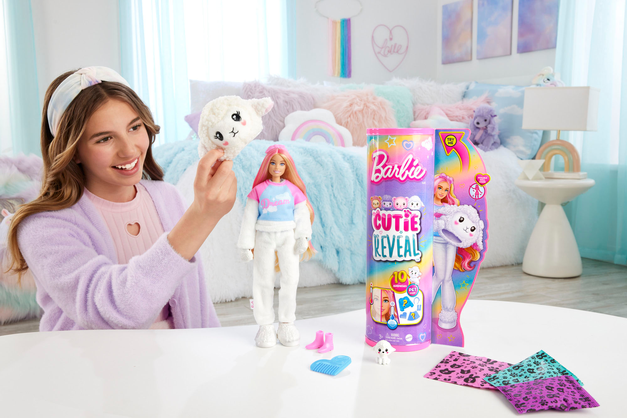 Barbie Color Reveal Cozy Cute Tees Series Lamb 11.5