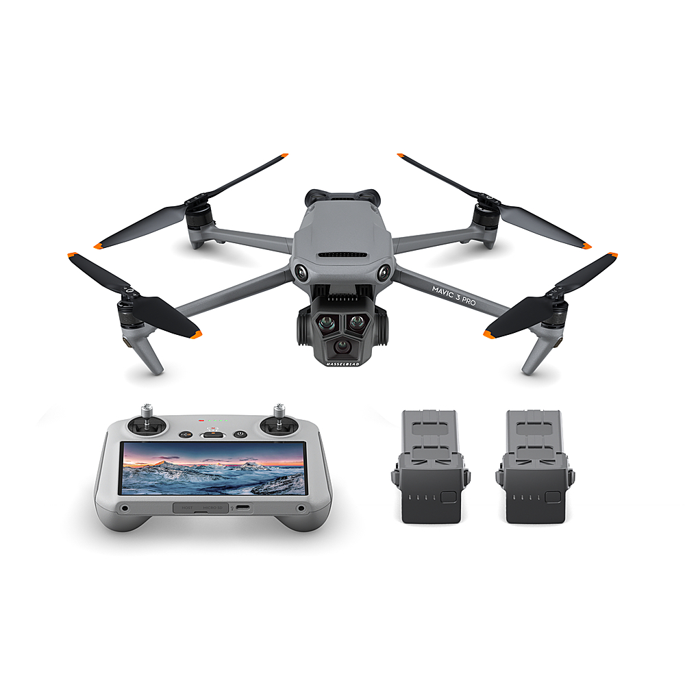 DJI - Geek Squad Certified Refurbished Mavic 3 Pro Fly More Combo Drone and RC Remote Control with Built-in Screen - Gray