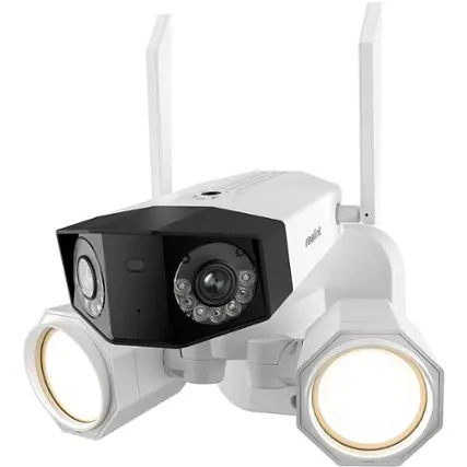 Front. Reolink - Duo Outdoor Plug-In 4K/8MP Security Camera with Floodlight - White.