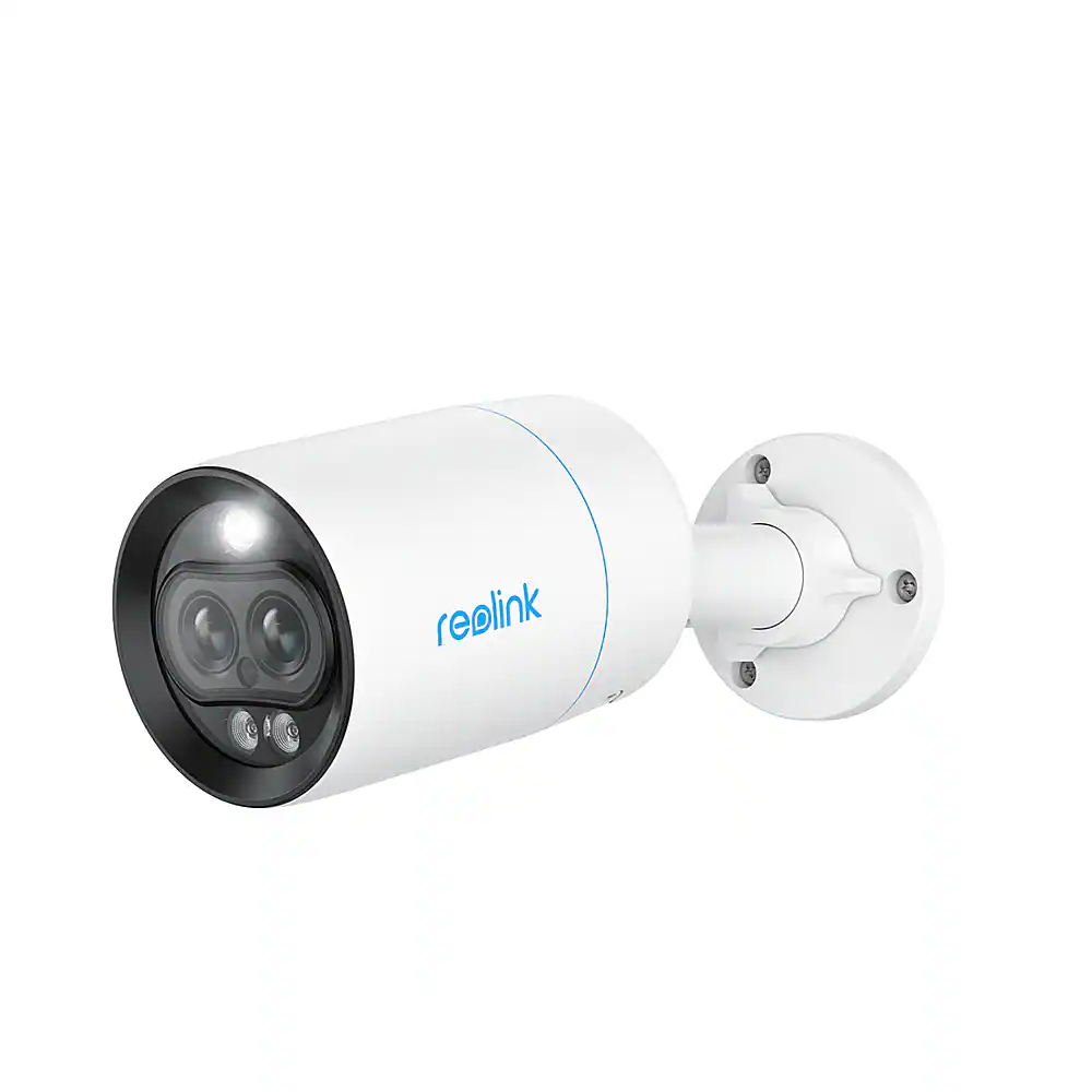 Front. Reolink - Dual-Lens Outdoor PoE Wired 4K Security Camera with 18m Network Cable - White.