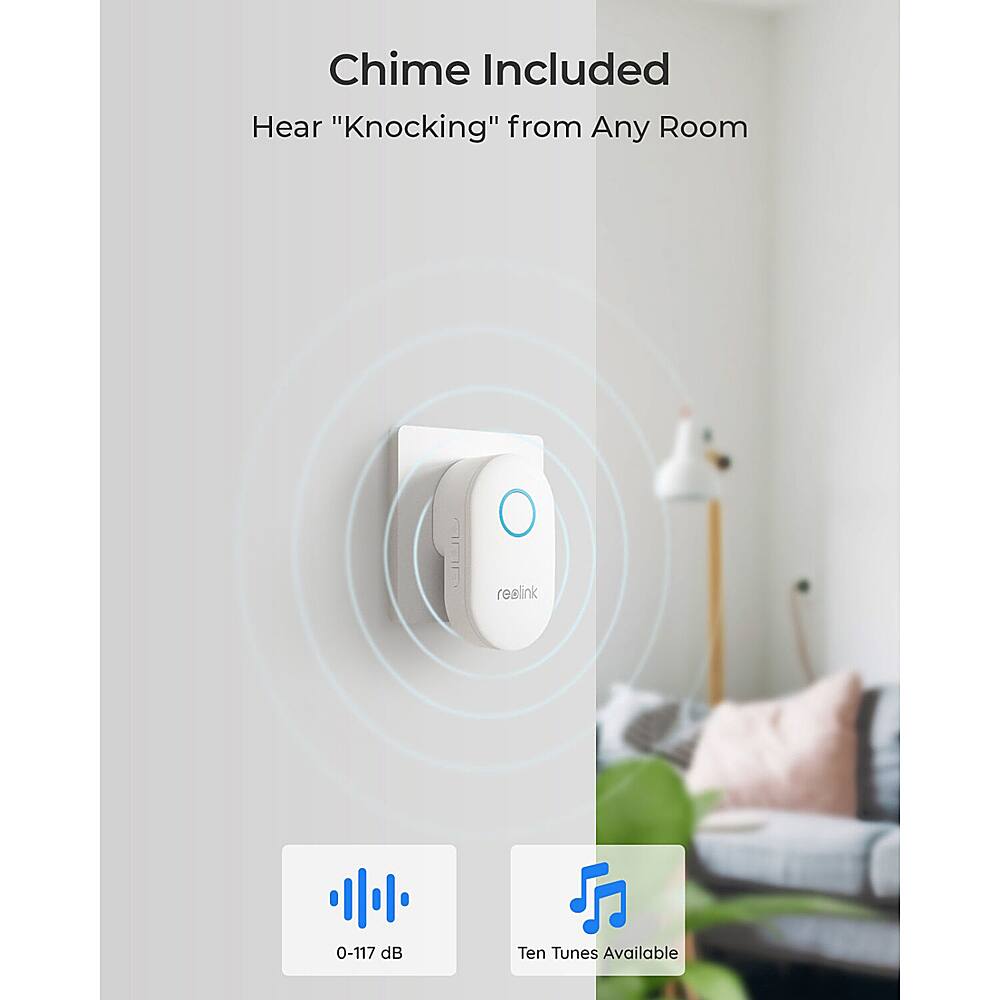 Reolink Smart Wi-Fi Video Doorbell Wired With Chime White/Black VDW5M ...