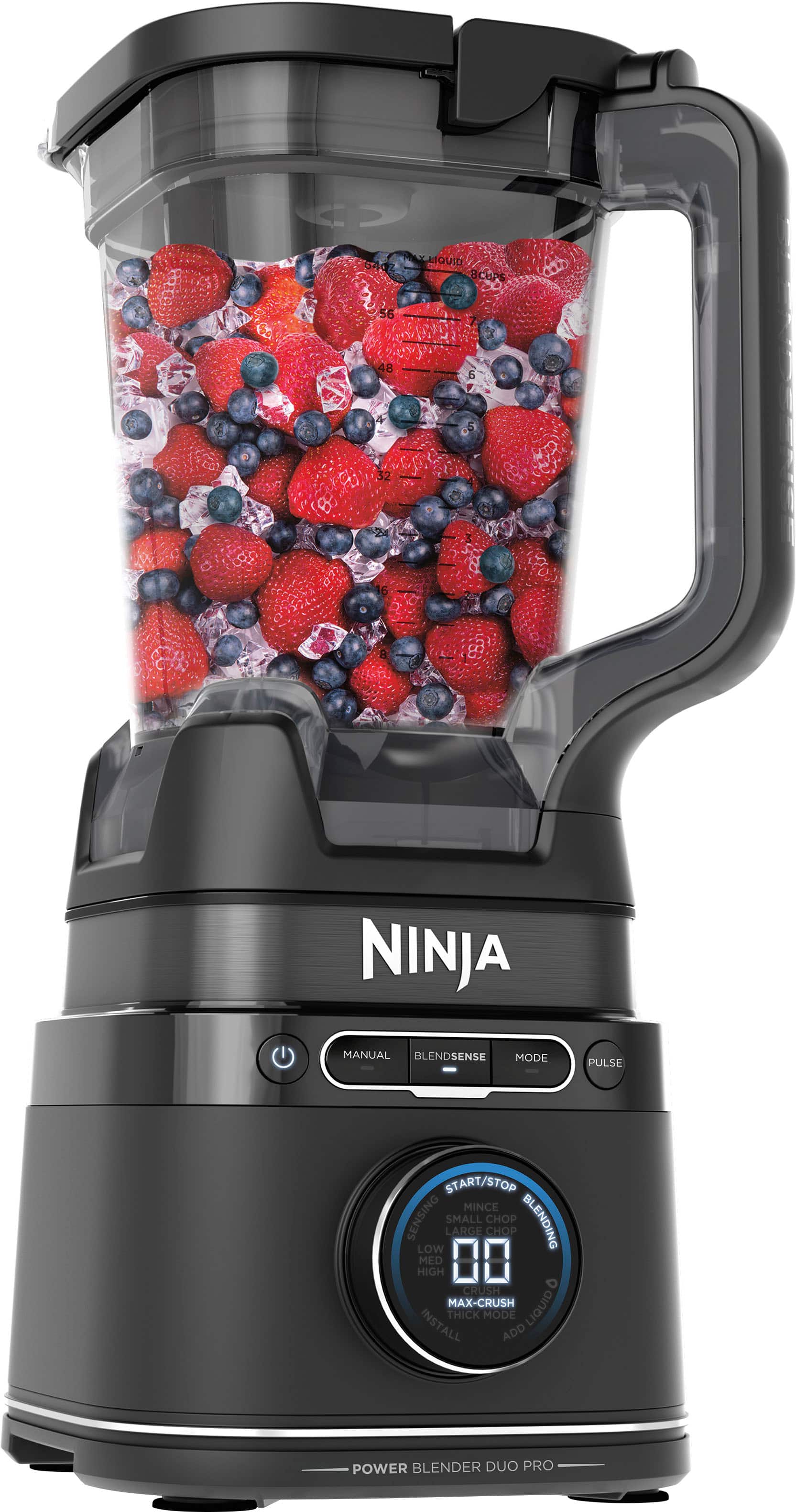 Left. Ninja - Detect Power Blender Pro + Personal Single-Serve, BlendSense Technology, 1800PW, 72 oz. Pitcher, To-Go Cups - Black.