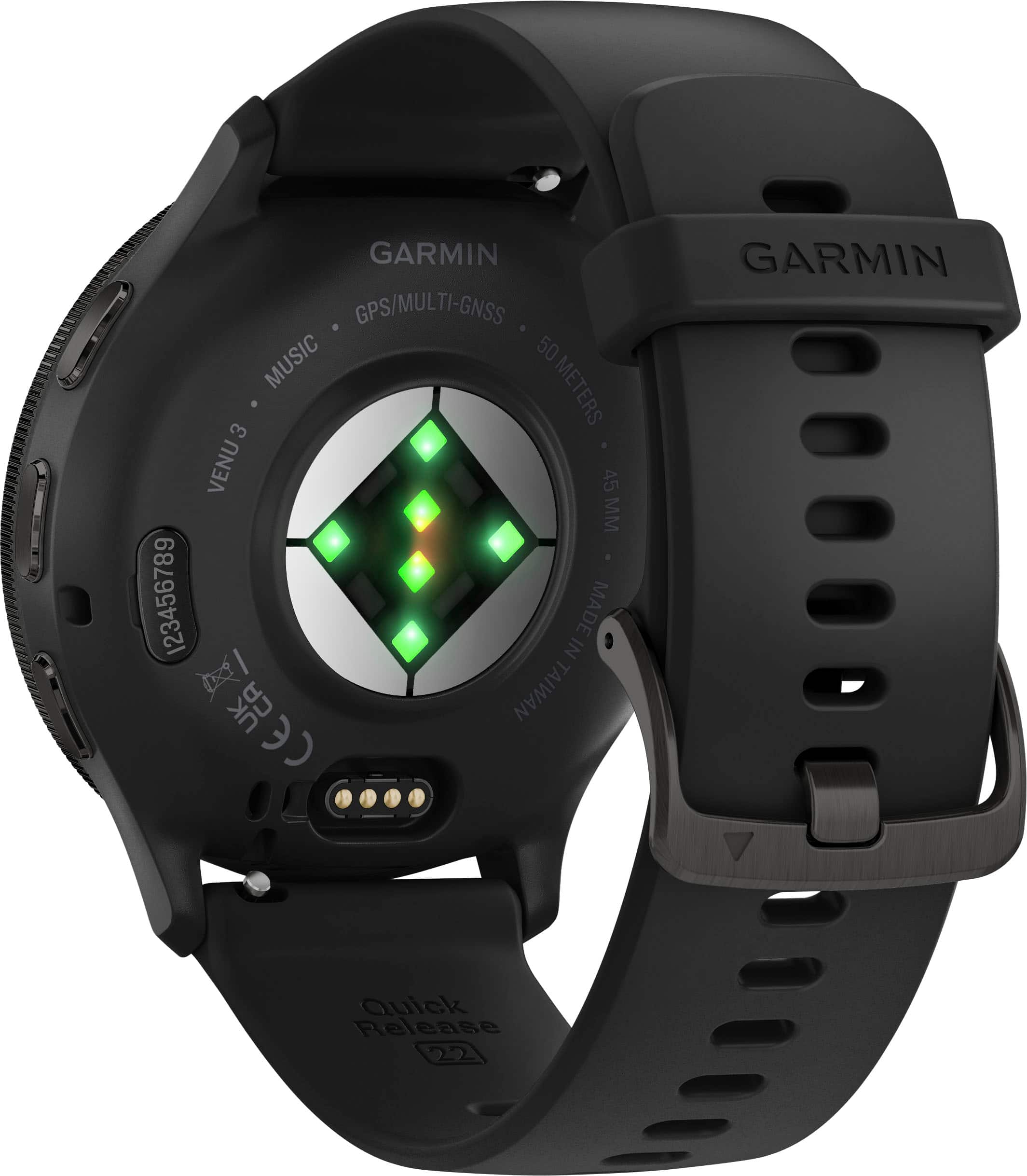 Back. Garmin - Venu 3 GPS Smartwatch 45 mm Fiber-reinforced polymer - Stainless Steel and Black.