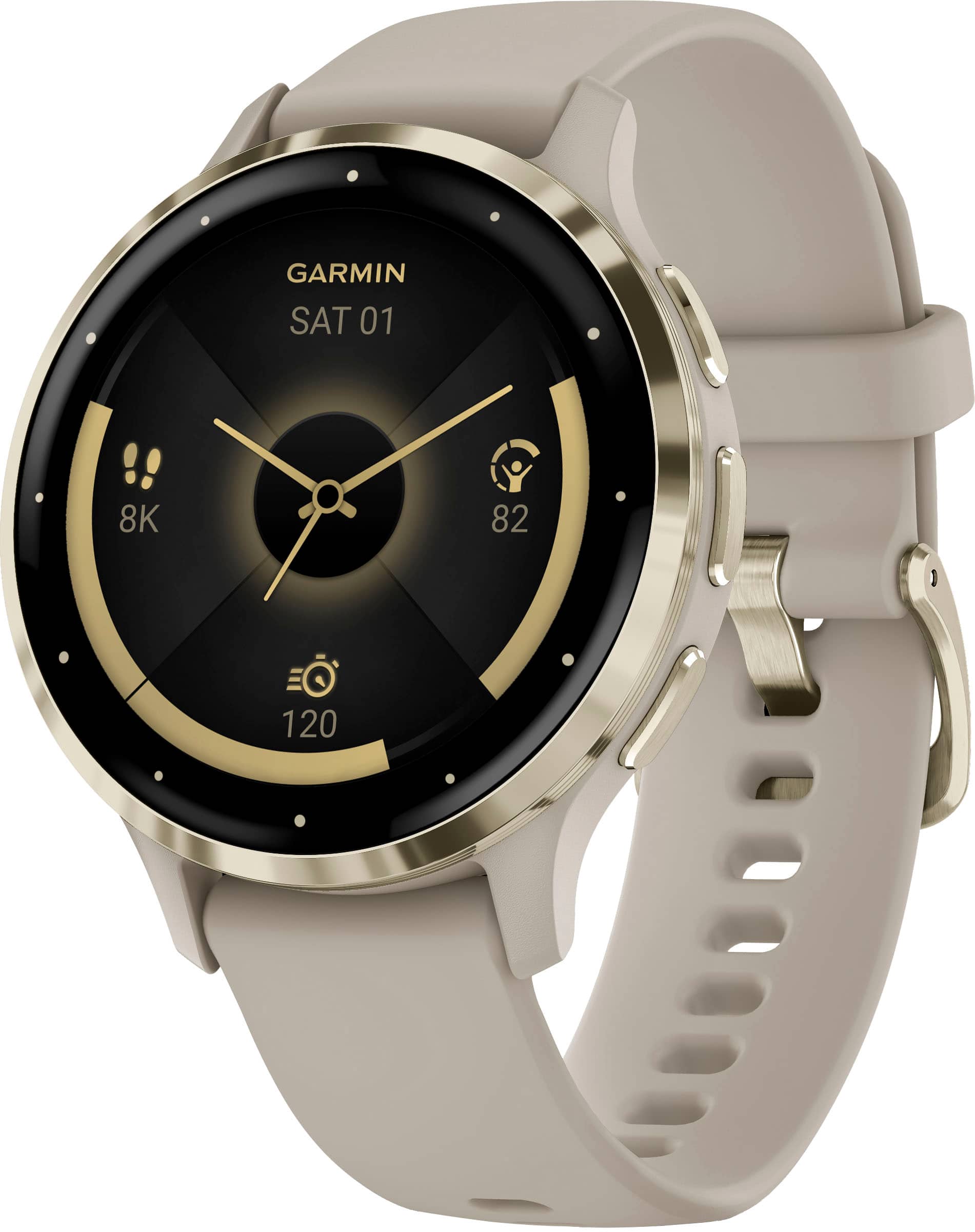 Front. Garmin - Venu 3S GPS Smartwatch 41 mm Fiber-reinforced polymer - Stainless Steel and French Gray.