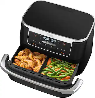 Front. Ninja - Foodi DualZone FlexBasket Air Fryer with 7-qt MegaZone - Black.