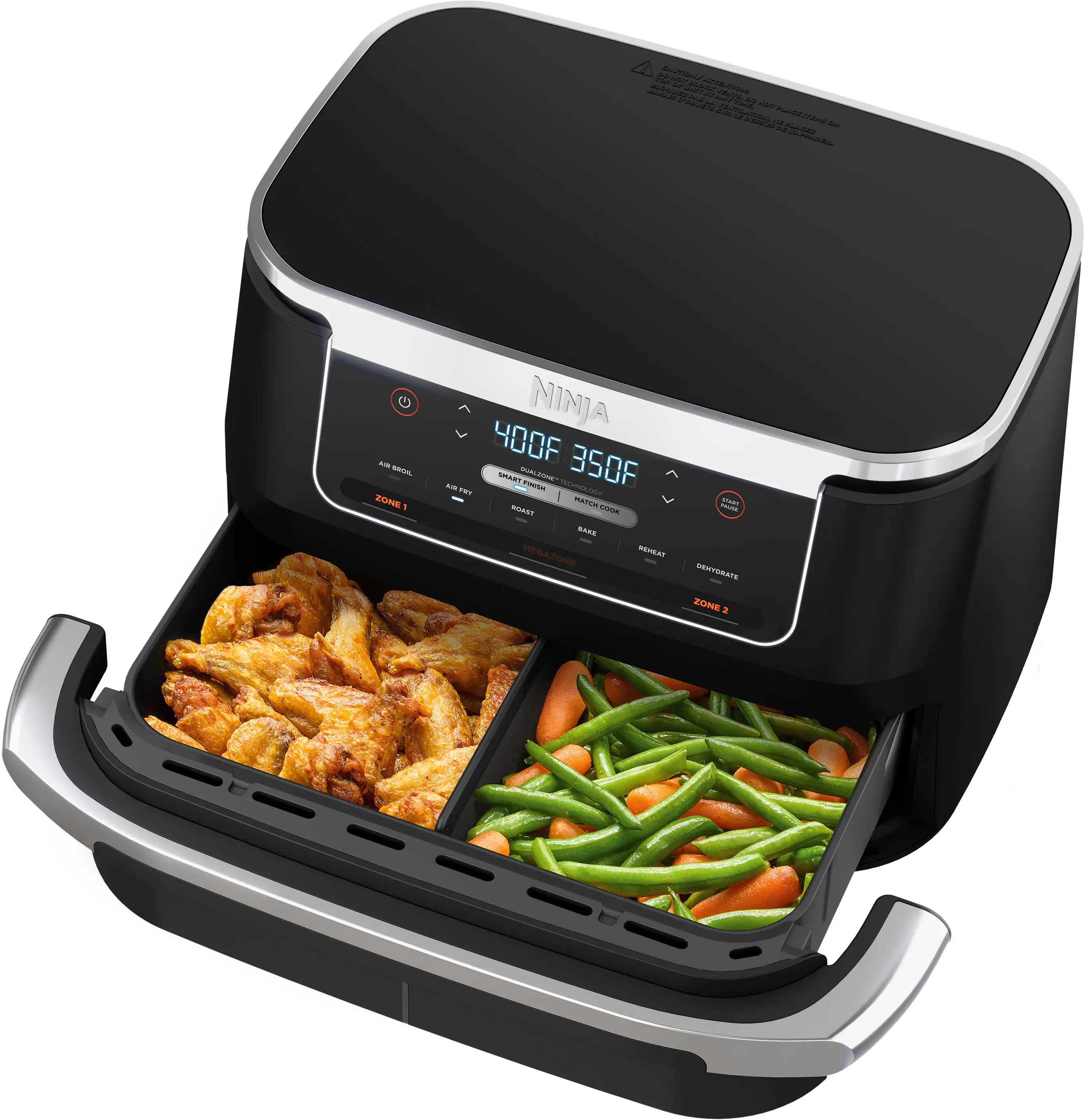Front. Ninja - Foodi DualZone FlexBasket Air Fryer with 7-qt MegaZone - Black.