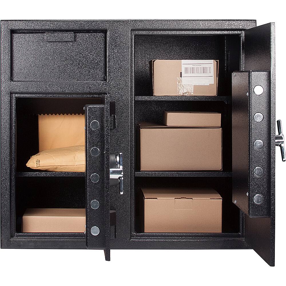 Left View: Barska - 2.58/4.68 Cu. Ft. Large Two Lock Depository Safe with Digital Keypad - Black