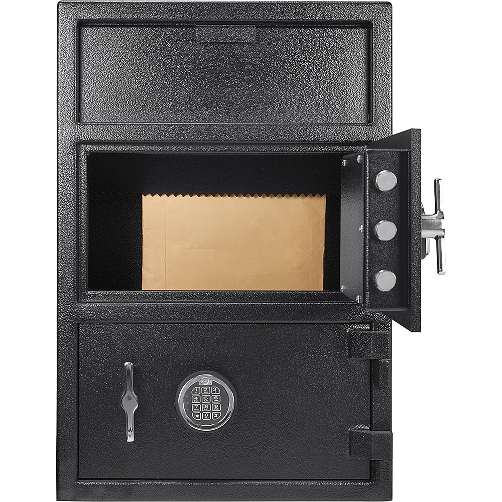 Left View: Barska - 1.6/2 Cu. Ft. Two Lock Depository Safe with Digital Keypad - Black