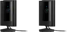 Front. Ring - 2-Pack Indoor Plug-In 1080p Security Camera (2nd-Generation) with Privacy Cover - Black.
