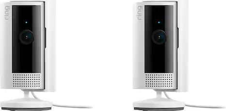 Front. Ring - 2-Pack Indoor Plug-In 1080p Security Camera (2nd-Generation) with Privacy Cover - White.