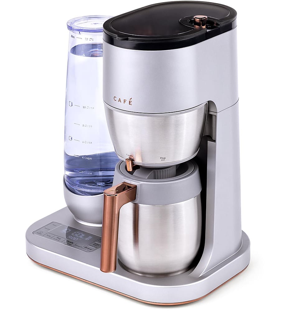 Left. Café - Grind & Brew Smart Coffee Maker with Gold Cup Standard - Stainless Steel.