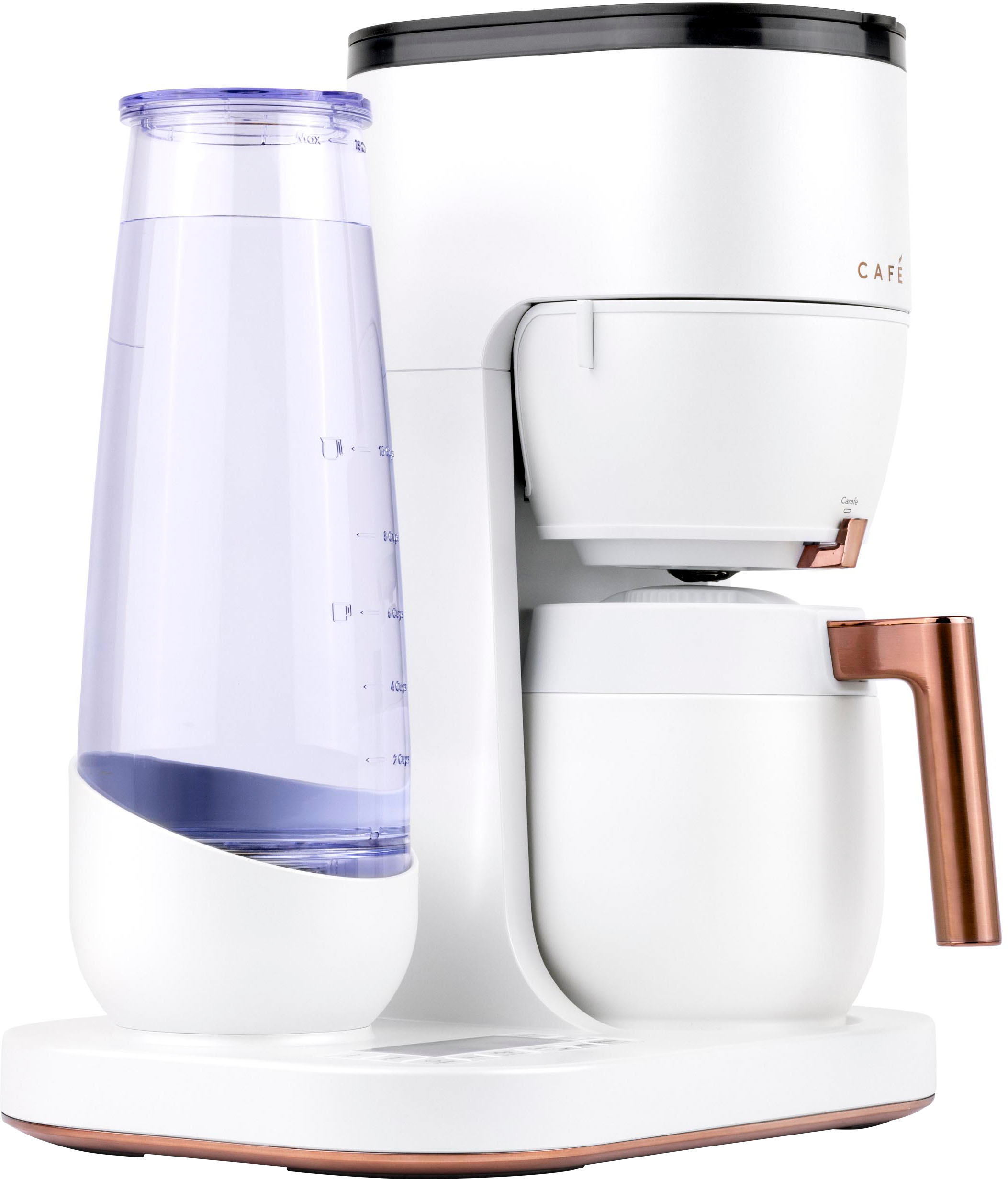 Angle. Café - Grind & Brew Smart Coffee Maker with Gold Cup Standard - Matte White.