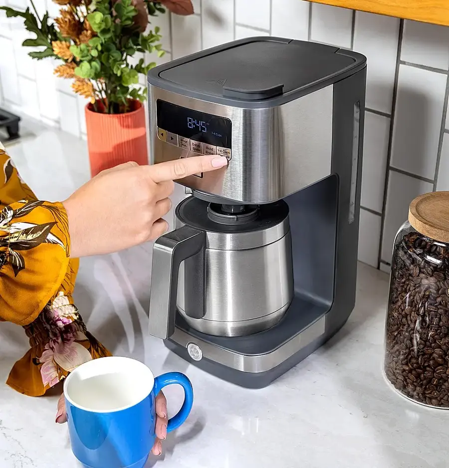 Alt View 16. GE - 10 Cup Programmable Coffee Maker with Single Serve and Thermal Carafe - Stainless Steel.