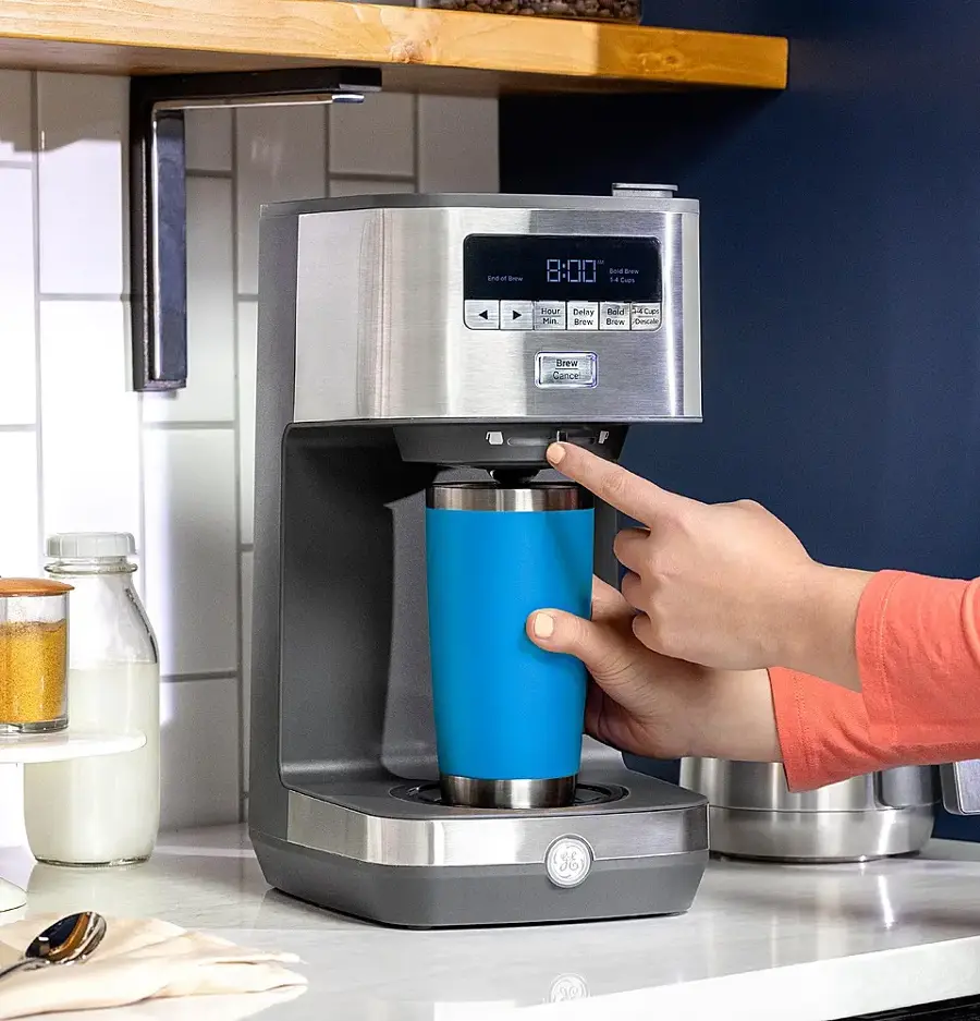 Alt View 20. GE - 10 Cup Programmable Coffee Maker with Single Serve and Thermal Carafe - Stainless Steel.