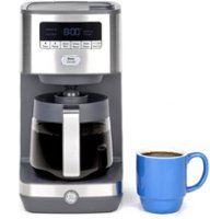 GE - 12 Cup Programmable Coffee Maker with Adjustable Keep Warm Plate and Glass Carafe - Stainless Steel - Front_Zoom
