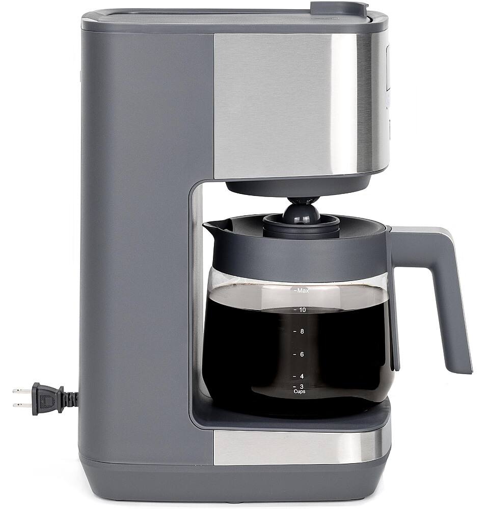Accessories. GE - 12 Cup Programmable Coffee Maker with Adjustable Keep Warm Plate and Glass Carafe - Stainless Steel.