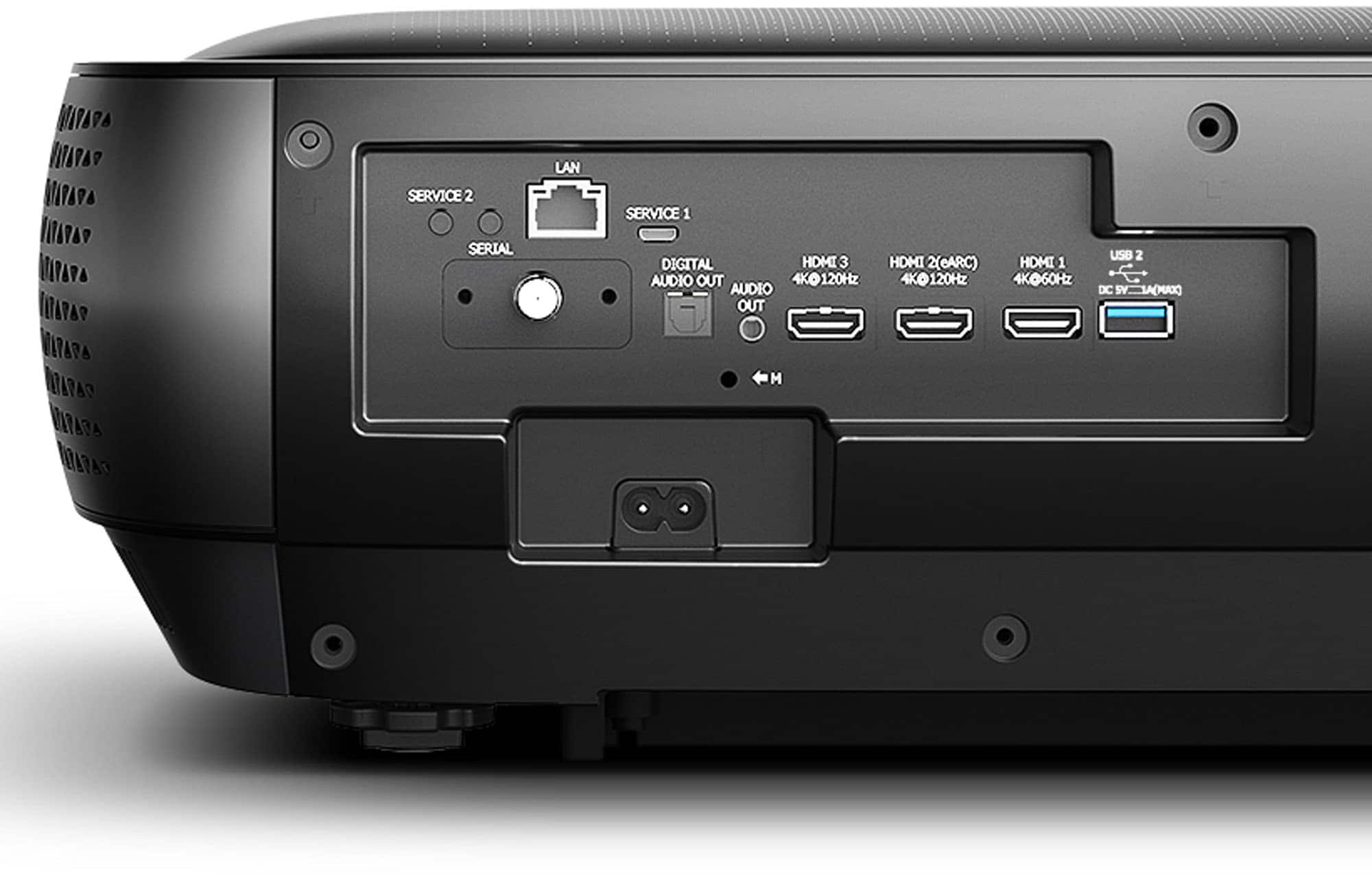 Back. Hisense - L9H Laser TV TriChroma UST Projector with INCLUDED 100" ALR Screen, 4K UHD, 3000 Lumens, Dolby Vision & Atmos, Google TV - Black.