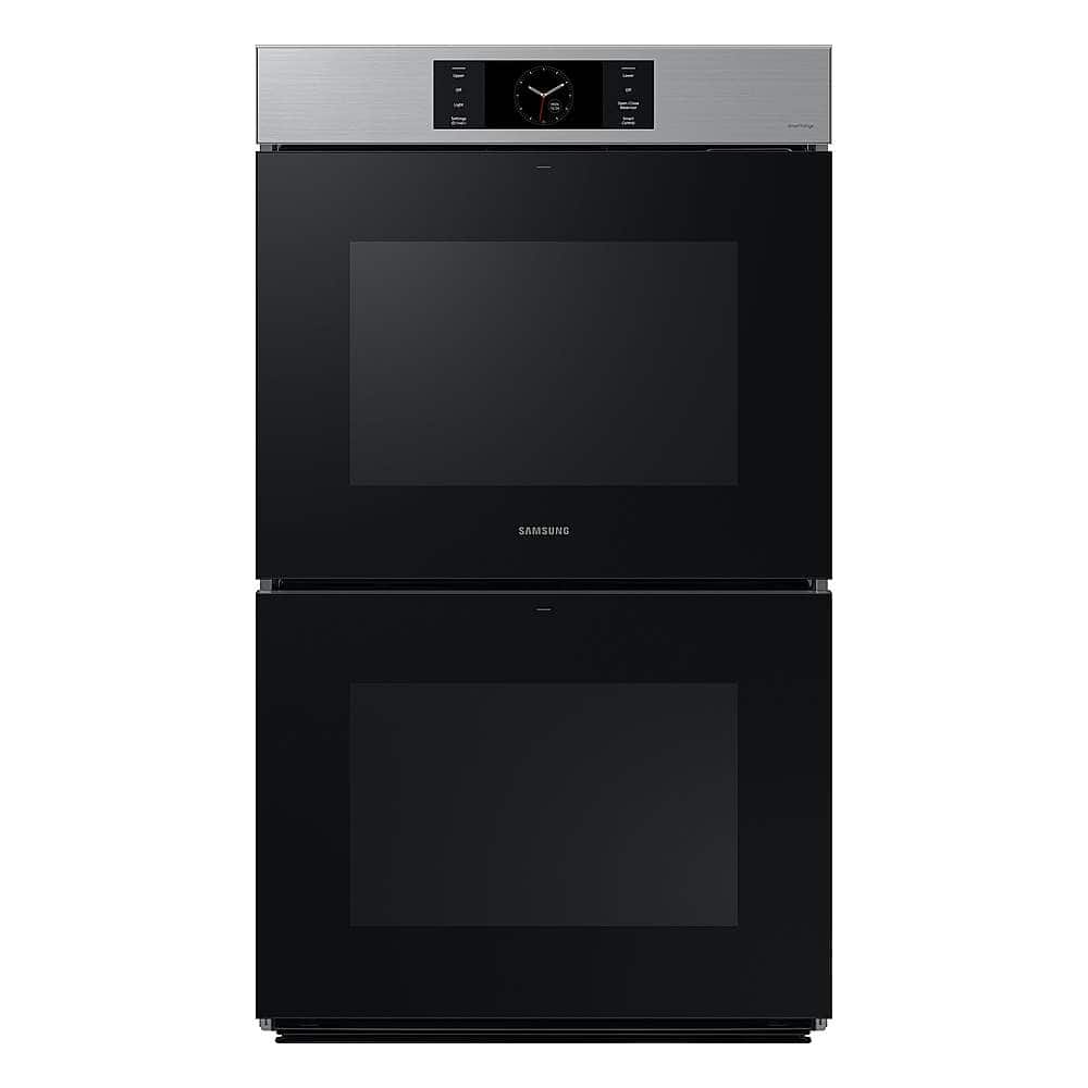 Front. Samsung - BESPOKE 30" Built-In Electric Convection Double Wall Oven with AI Pro Cooking Camera - Stainless Steel.