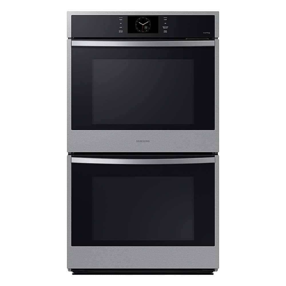 Front. Samsung - 30" Built-In Electric Convection Double Wall Oven with Steam Cook - Stainless Steel.