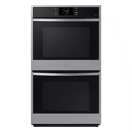 Front. Samsung - 30" Built-In Electric Convection Double Wall Oven with Steam Cook - Stainless Steel.