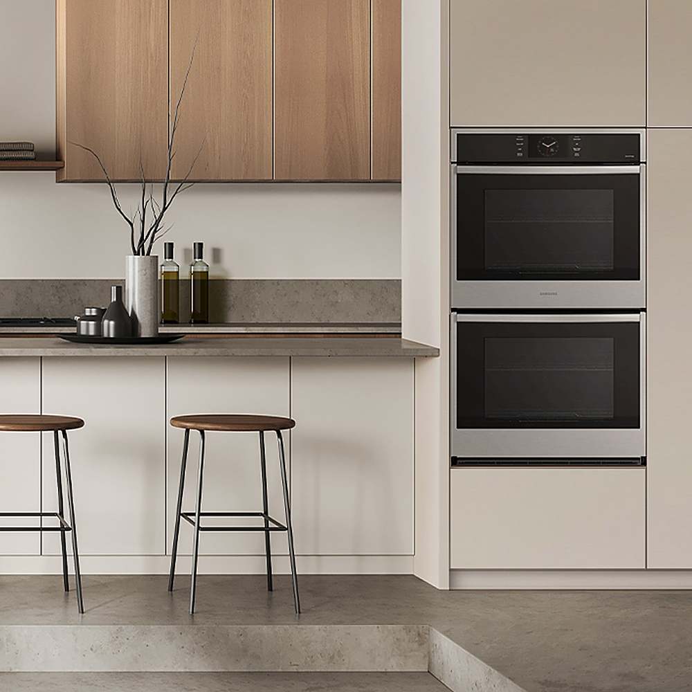 Alt View 11. Samsung - 30" Built-In Electric Convection Double Wall Oven with Steam Cook - Stainless Steel.