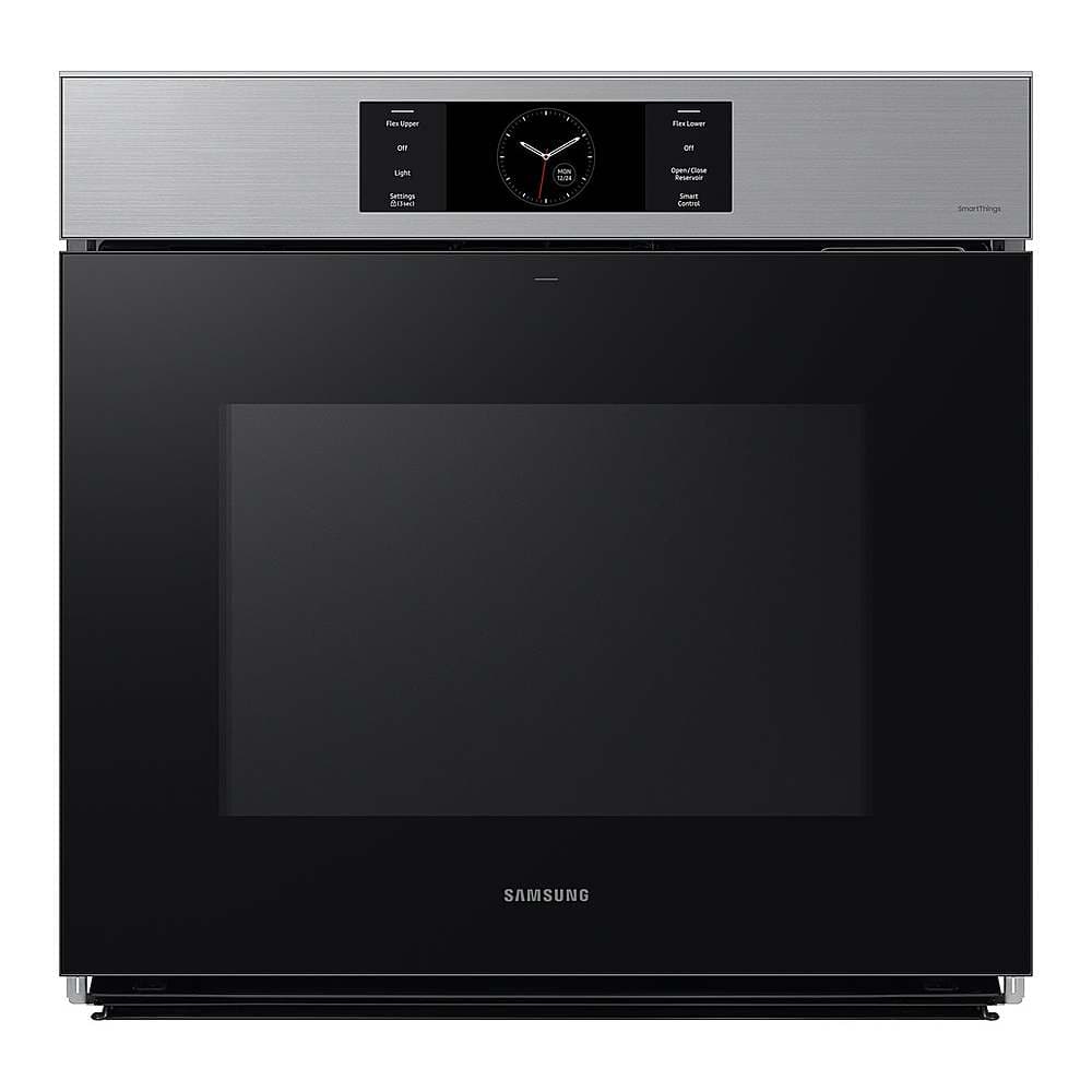 Front. Samsung - BESPOKE 30" Built-In Single Electric Convection Wall Oven with AI Pro Cooking Camera - Stainless Steel.