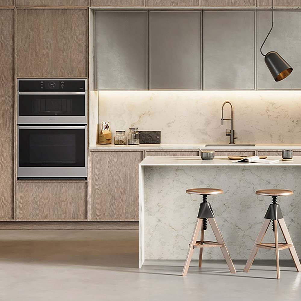 Alt View 11. Samsung - 30" Built-In Electric Convection Combination Wall Oven with Microwave and Steam Cook - Stainless Steel.