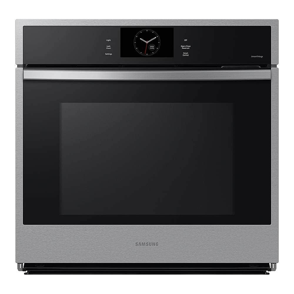Front. Samsung - 30" Built-In Single Electric Convection Wall Oven with Steam Cook - Stainless Steel.