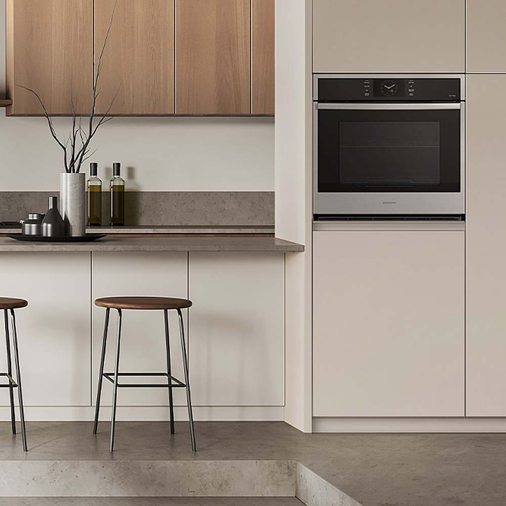 Alt View 11. Samsung - 30" Built-In Single Electric Convection Wall Oven with Steam Cook - Stainless Steel.