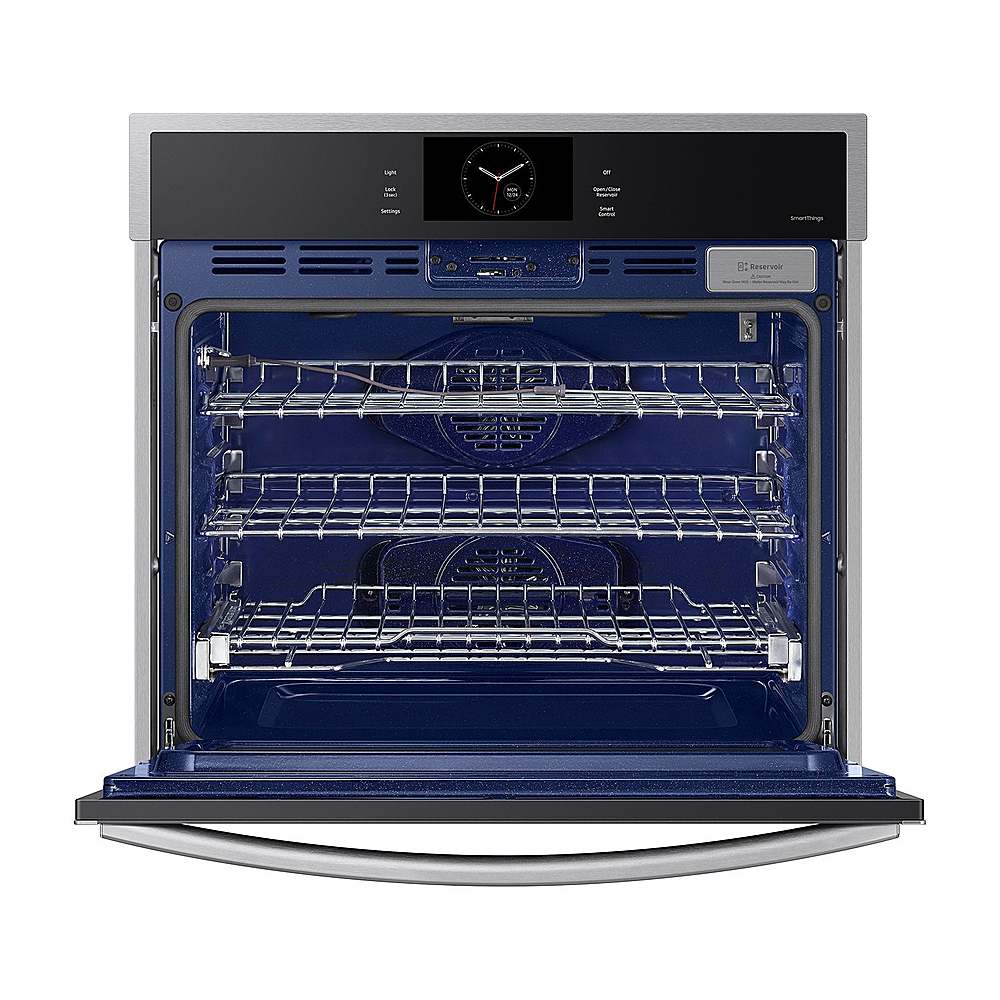 Alt View 13. Samsung - 30" Built-In Single Electric Convection Wall Oven with Steam Cook - Stainless Steel.