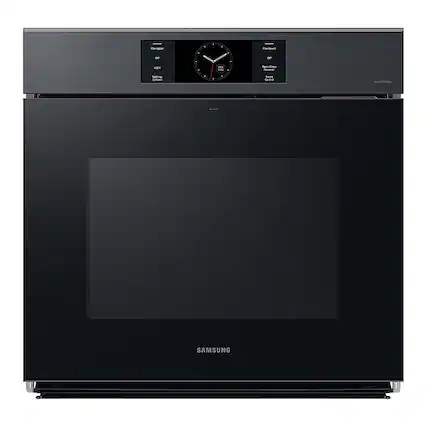 Front. Samsung - BESPOKE 30" Built-In Single Electric Convection Wall Oven with AI Pro Cooking Camera - Matte Black.