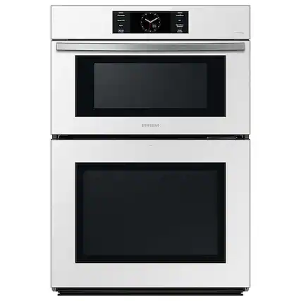 Front. Samsung - BESPOKE 30" Built-In Electric Convection Combination Wall Oven with Microwave and Flex Duo - White Glass.