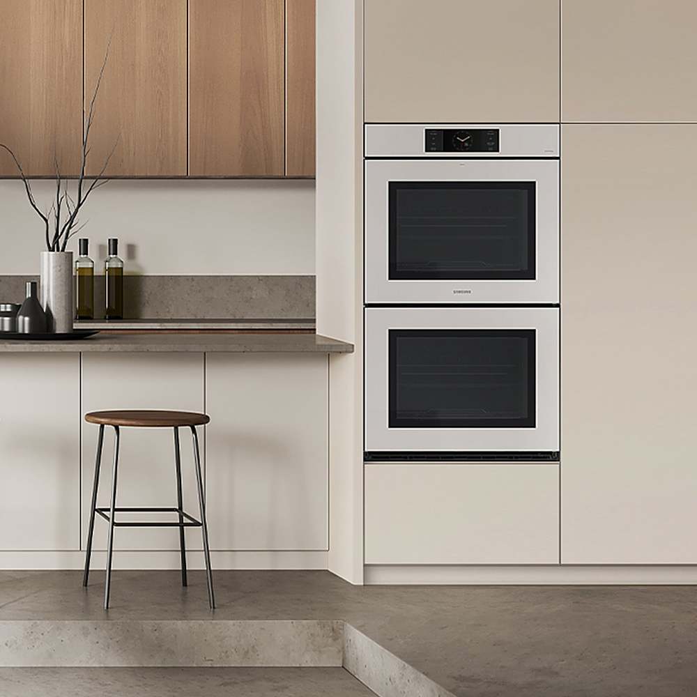 Alt View 11. Samsung - BESPOKE 30" Built-In Electric Convection Double Wall Oven with AI Pro Cooking Camera - White Glass.