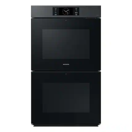 Front. Samsung - BESPOKE 30" Built-In Electric Convection Double Wall Oven with AI Pro Cooking Camera - Matte Black.