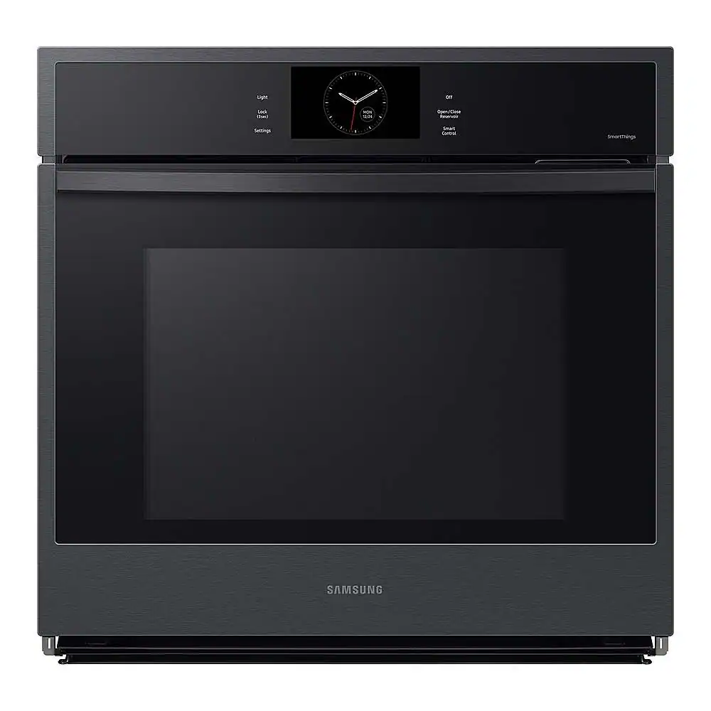 Samsung - 30" Built-In Single Electric Convection Wall Oven with Steam Cook - Matte Black