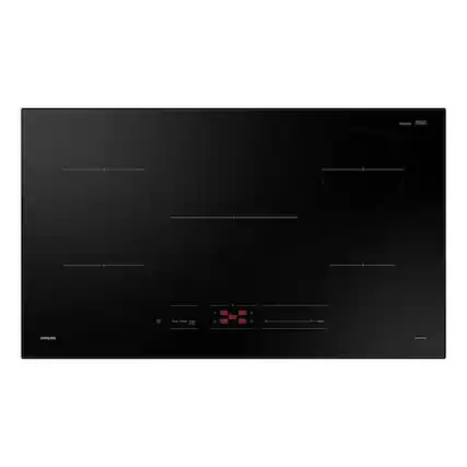 Front. Samsung - 36" Built-In Electric Induction Cooktop with 5 Burners and Wi-Fi - Black.