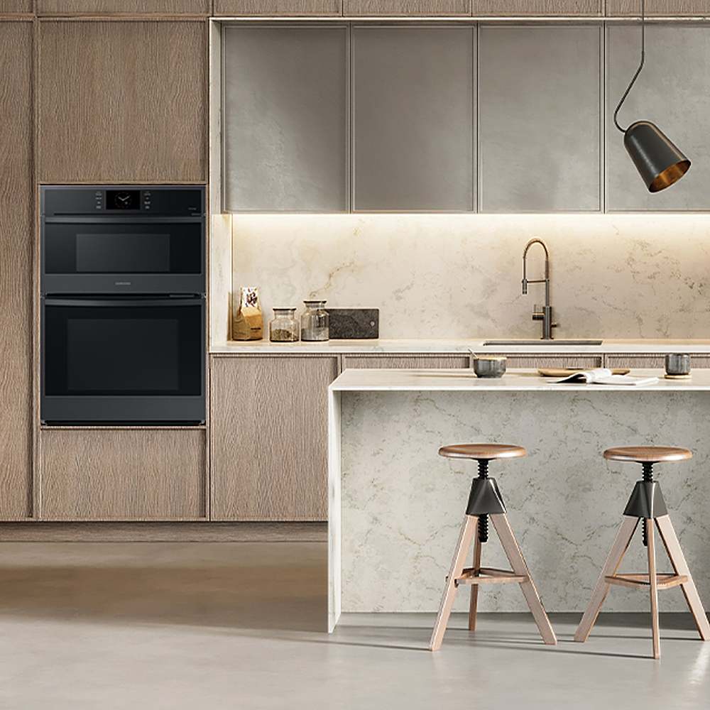 Alt View 11. Samsung - 30" Built-In Electric Convection Combination Wall Oven with Microwave and Steam Cook - Matte Black.