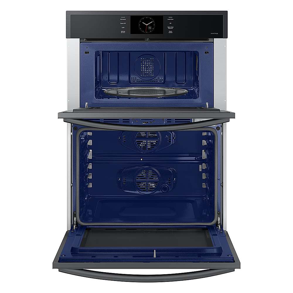 Alt View 14. Samsung - 30" Built-In Electric Convection Combination Wall Oven with Microwave and Steam Cook - Matte Black.