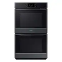 Samsung - 30" Built-In Electric Convection Double Wall Oven with Steam Cook - Matte Black - Front_Zoom