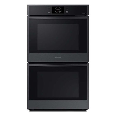 Samsung - 30" Built-In Electric Convection Double Wall Oven with Steam Cook - Matte Black
