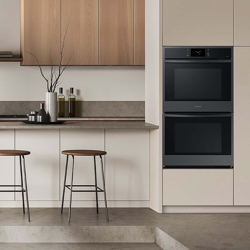Alt View 11. Samsung - 30" Built-In Electric Convection Double Wall Oven with Steam Cook - Matte Black.