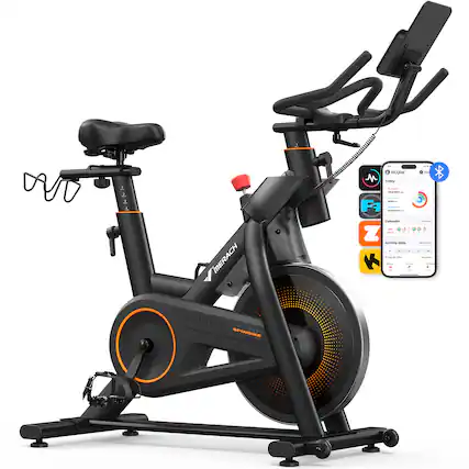 Front. MERACH - MERACH S29 Magnetic Exercise Bike, Indoor Cycling Bike with Self-Developed App - Black.