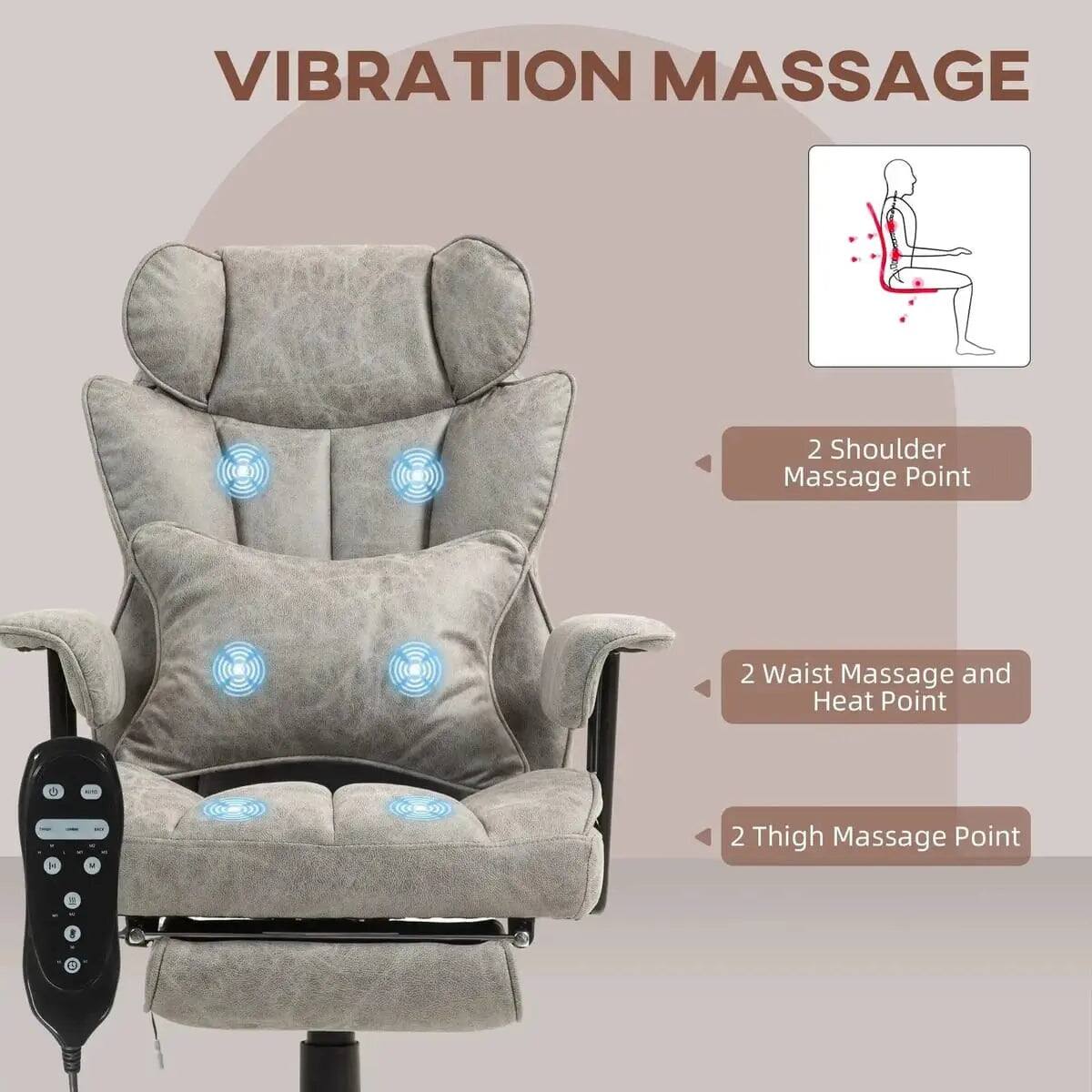 Vibration Massage  
2 Shoulder Massage Point  
2 Waist Massage and Heat Point  
2 Thigh Massage Point