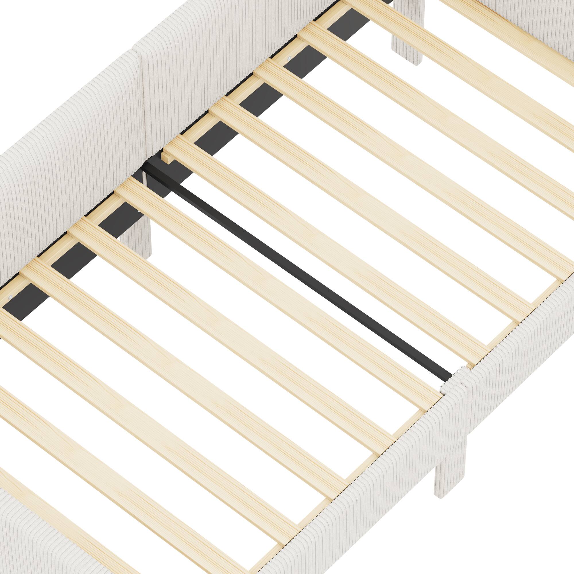 Alt View 9. GOODSILO - Twin Size L-Shaped Upholstered Daybed with Storage Drawers, Corduroy Fabric, Beige Finish - Beige.