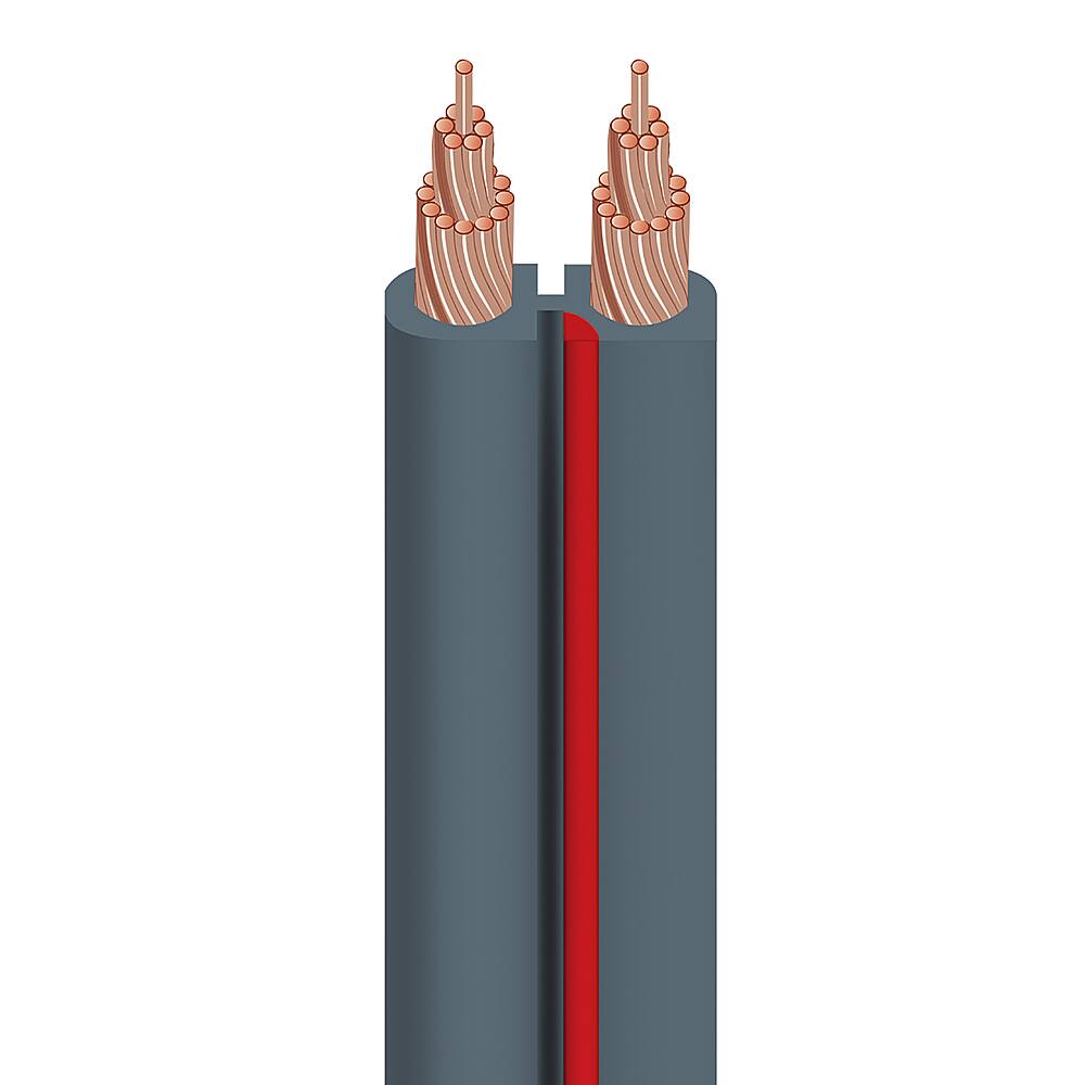 Angle. AudioQuest - 100FT X2 14 AWG Bulk Spool Flat Speaker Cable - Dark Gray/Red.